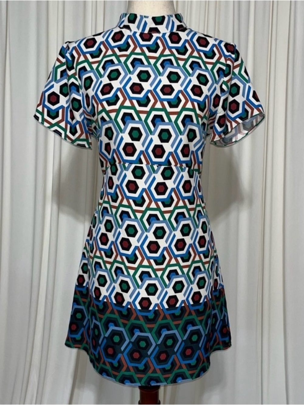 Zara Retro Geometric Mod MockNeck Mini Dress Size Large New With Tag